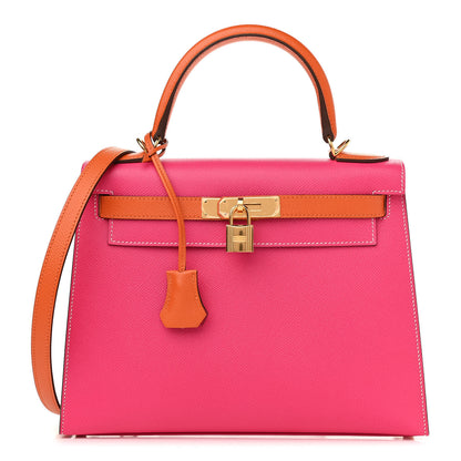 Hermes Epsom Horseshoe Kelly Sellier 28 Rose Tyrien Orange 1 of 12