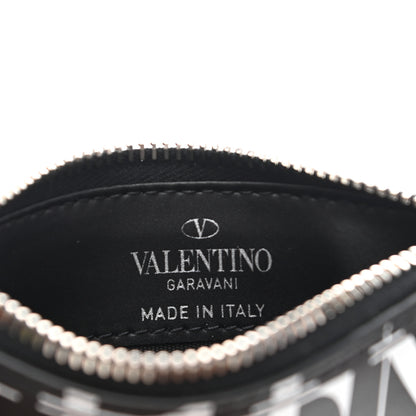 Valentino Garavani Calfskin VLTN Time Zip Coin Card Case Black White 6 of 7