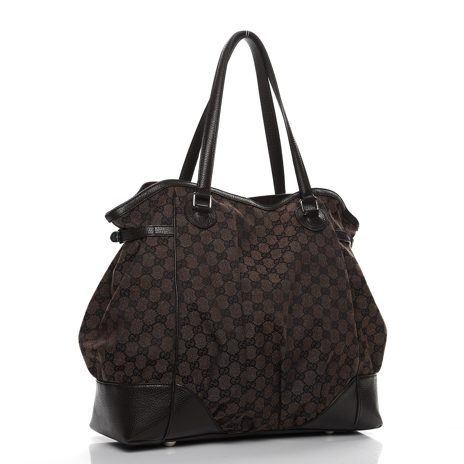 Gucci Denim Monogram Full Moon Tote Dark Brown 3 of 11