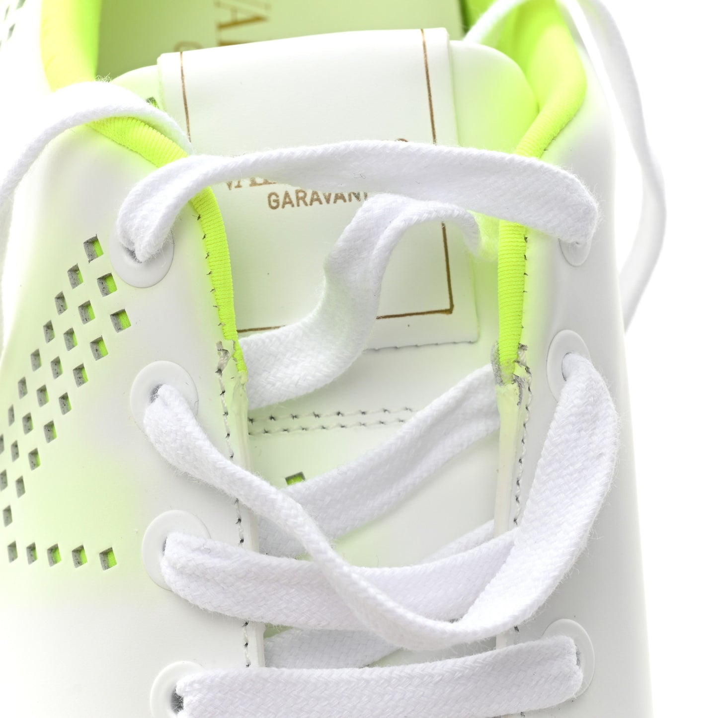 Calfskin Womens Backnet Sneakers 37.5 White Fluo Green