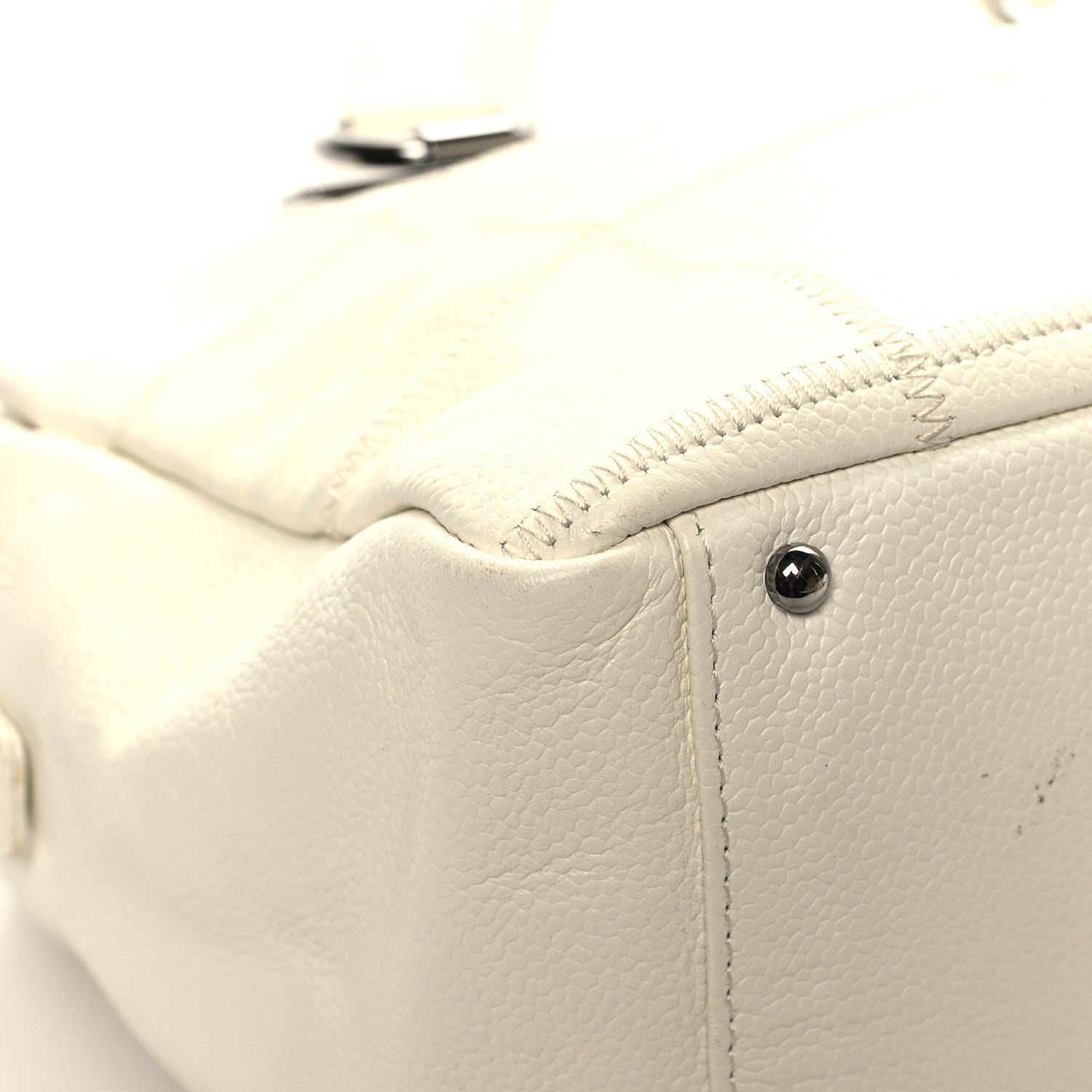 Chanel Caviar Square Stitched Bowler White 9 of 16