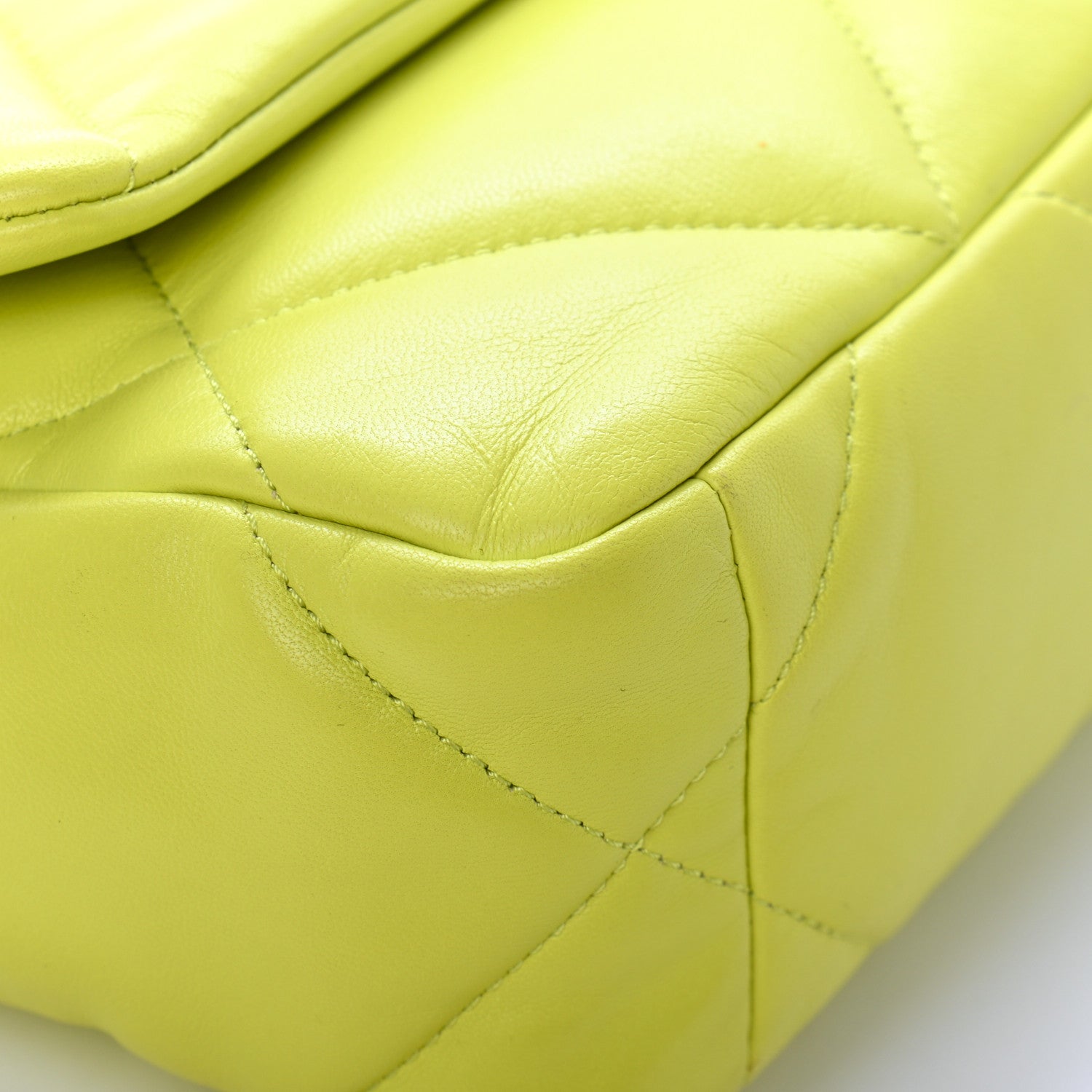 Chanel Shiny Lambskin Quilted Medium Chanel 19 Flap Neon Yellow 9 of 16