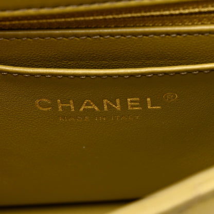 Chanel Lambskin Quilted Metal Top Handle Flap Green 6 of 10