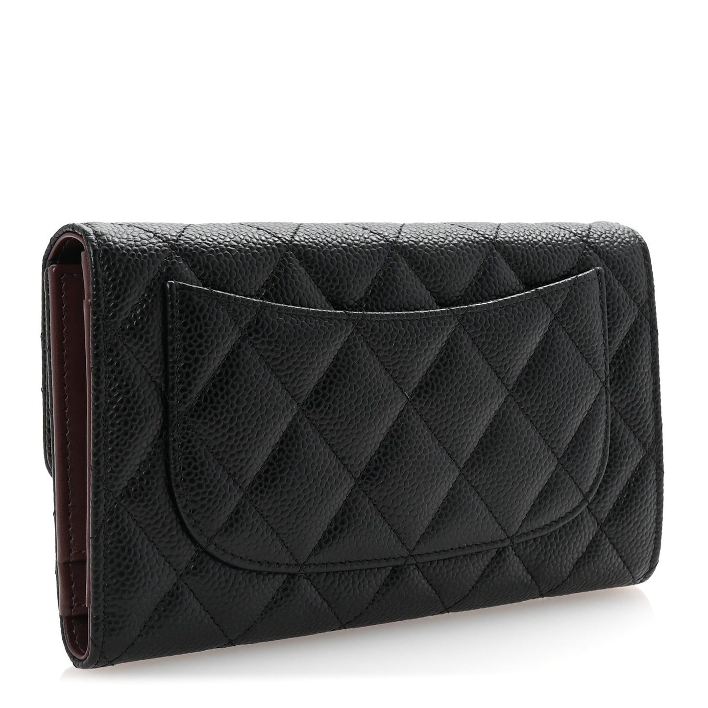 Caviar Quilted Large Flap Wallet Black