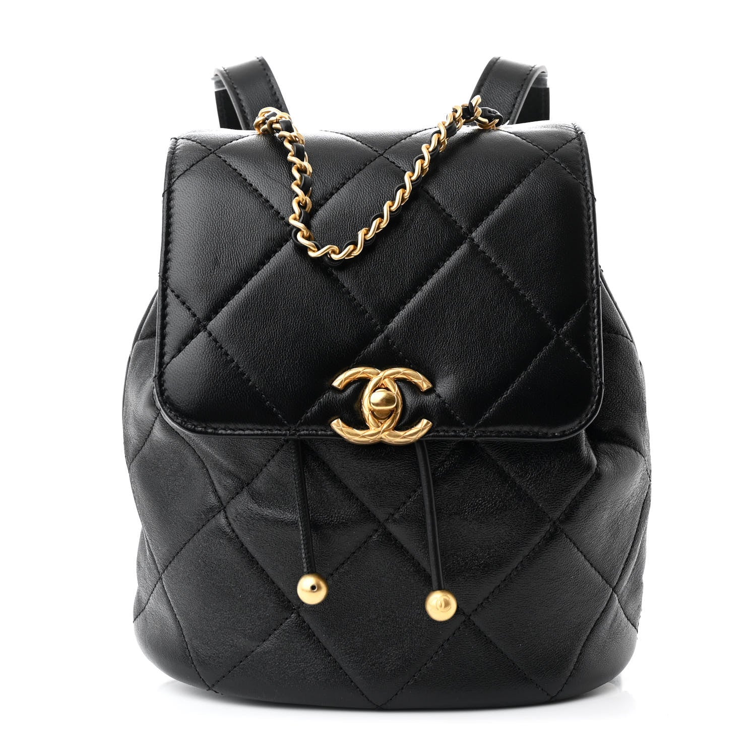 Chanel Lambskin Quilted Logo Mini Backpack Black 1 of 10