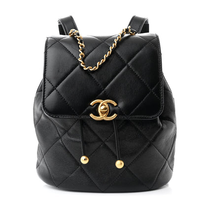 Chanel Lambskin Quilted Logo Mini Backpack Black 1 of 10