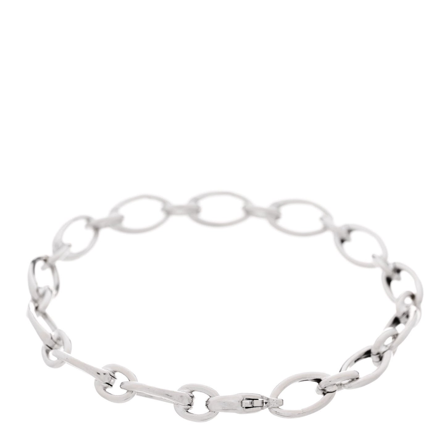 18K White Gold Clasping Oval Link Bracelet