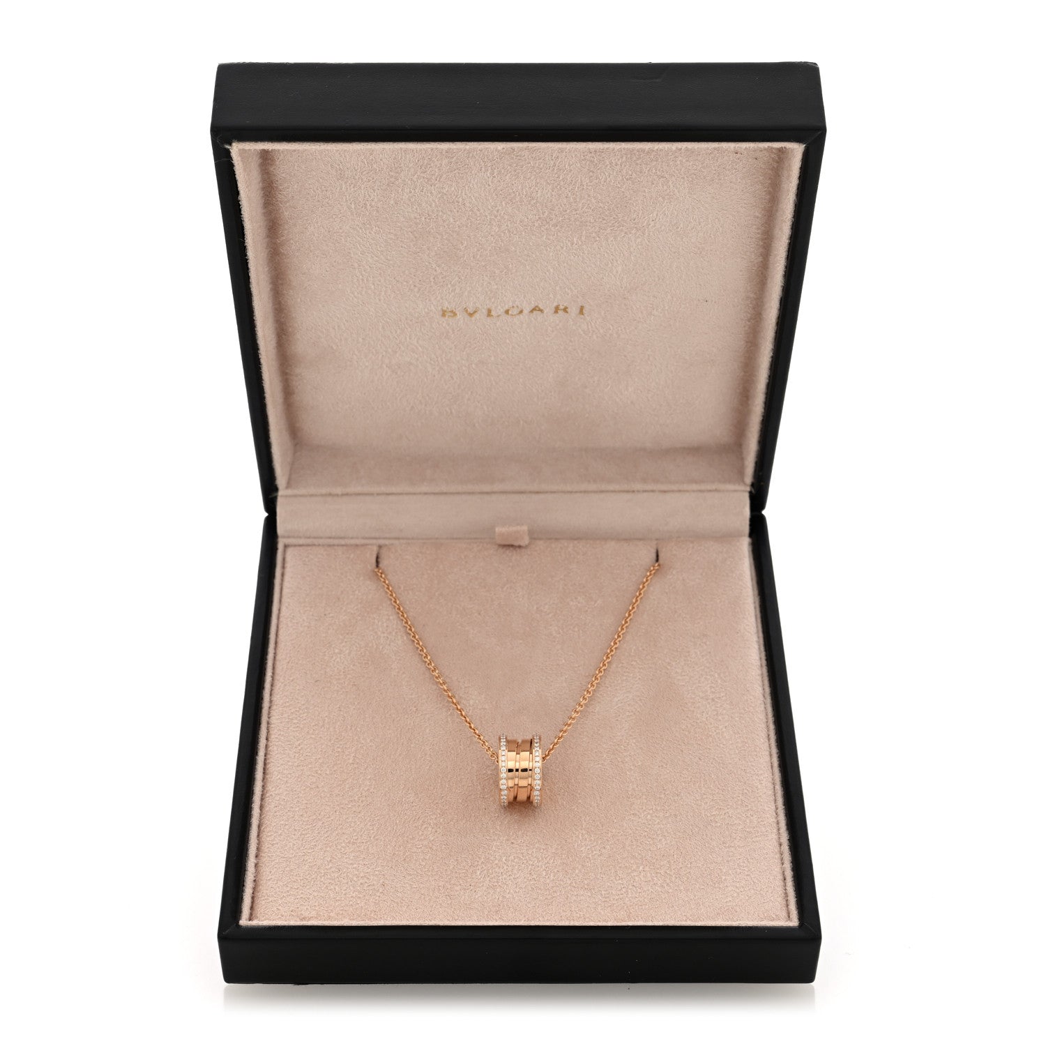 Bulgari 18K Rose Gold Diamond B.Zero1 Pendant Necklace 6 of 6