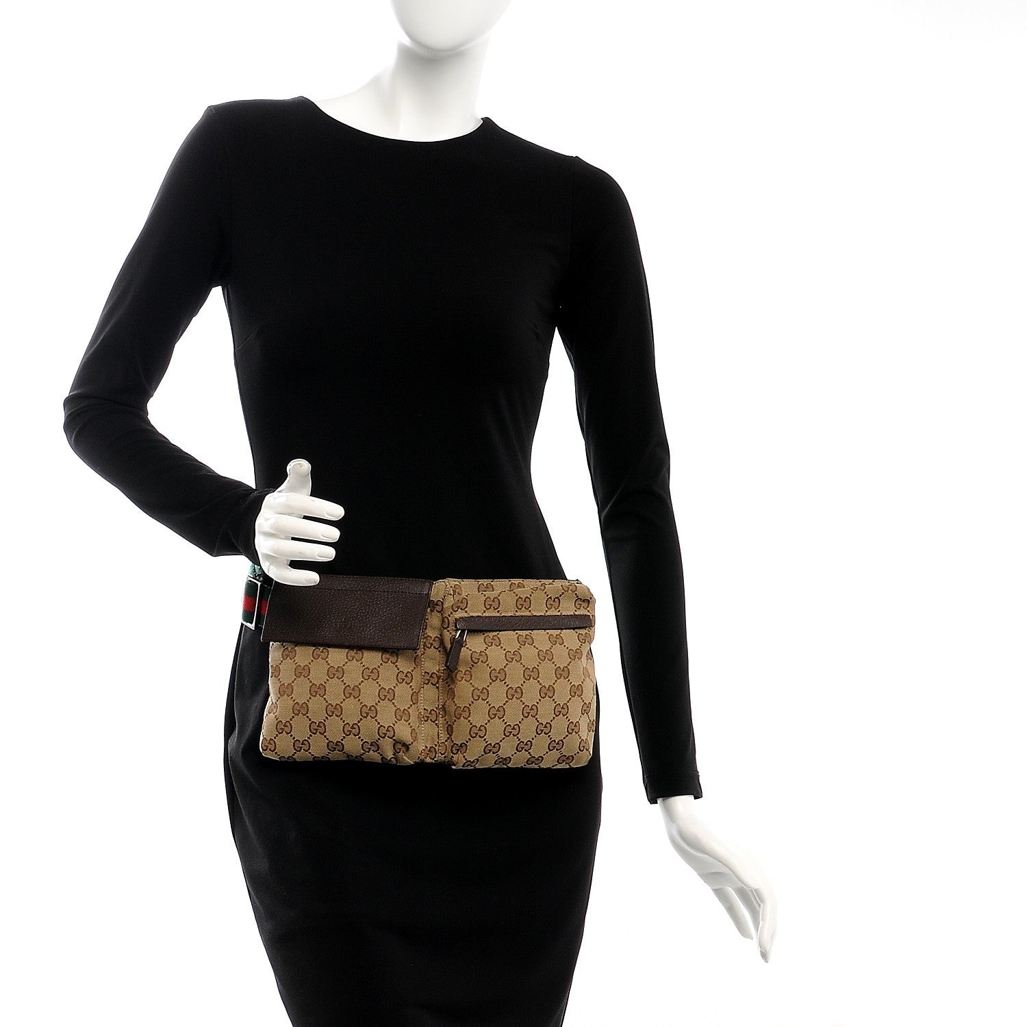 Gucci Monogram Web Belt Bag Dark Brown 2 of 7