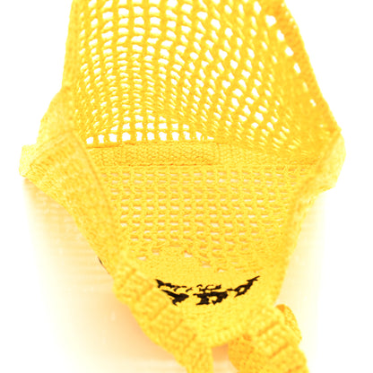 Prada Yarn Raffia Effect Crochet Logo Embroidered Tote Bag Giallo 10 of 17
