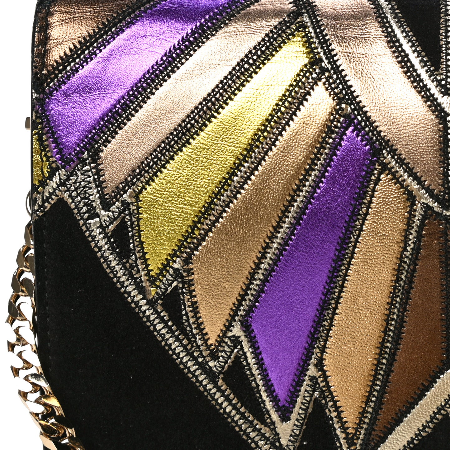 Suede Calfskin Egyptian Print Mini Pandora Chain Wallet Multicolor