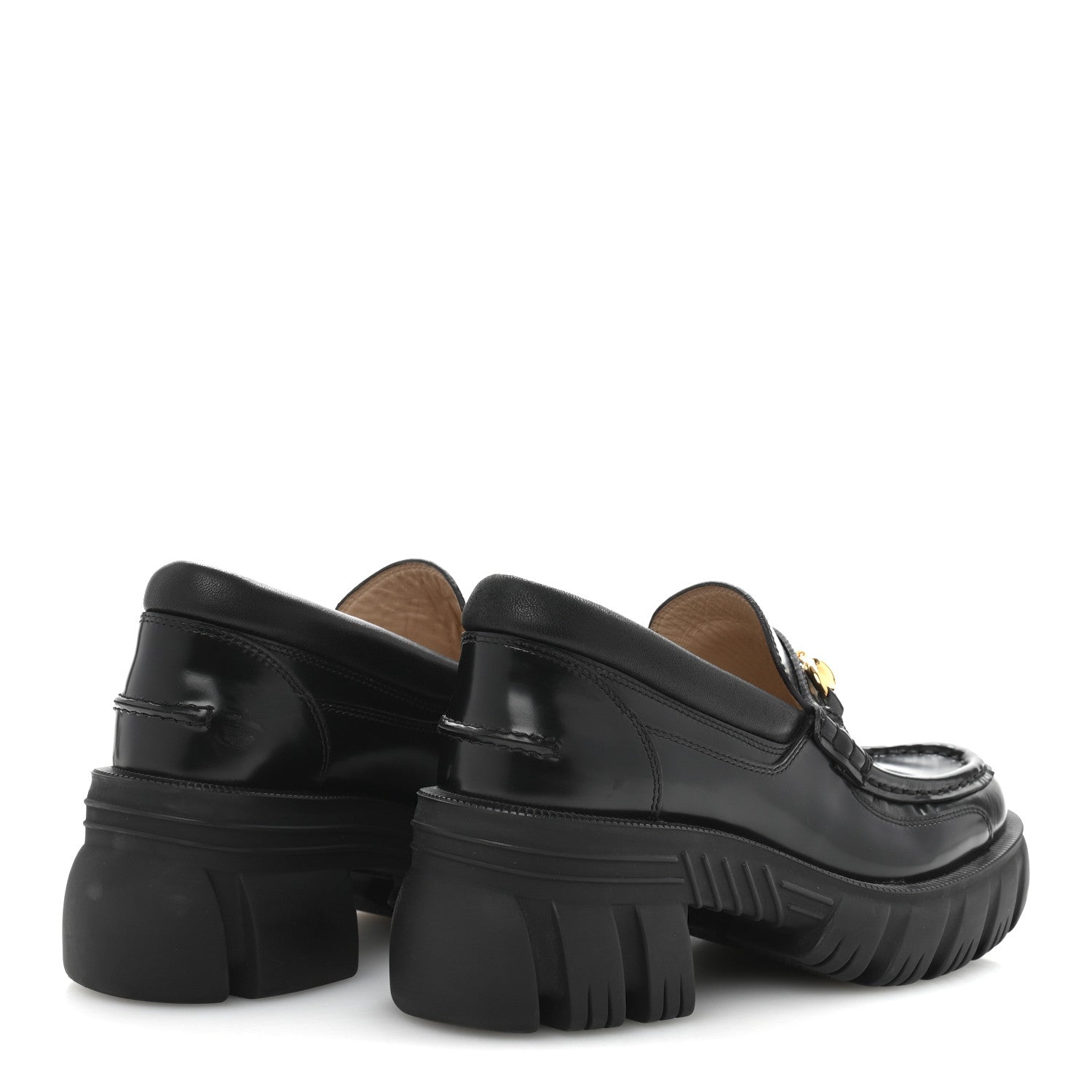 Gucci Cordovan Lux Womens Horsebit 45mm Platform Loafers 37 Black 5 of 8