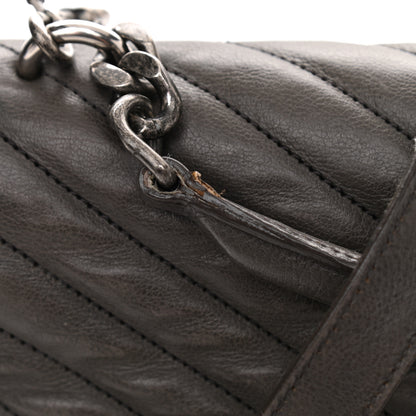 Saint Laurent Sheepskin Matelasse Chevron Monogram Large College Satchel Dark Anthracite 12 of 15