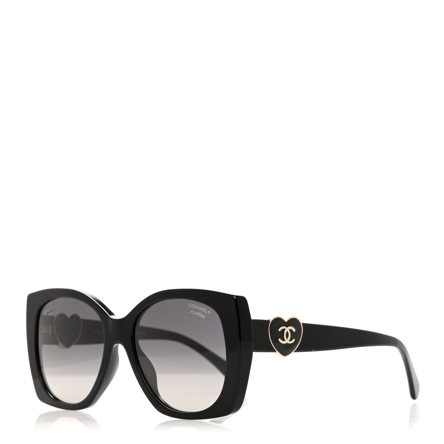 Acetate Square CC Heart Sunglasses 5519 Black