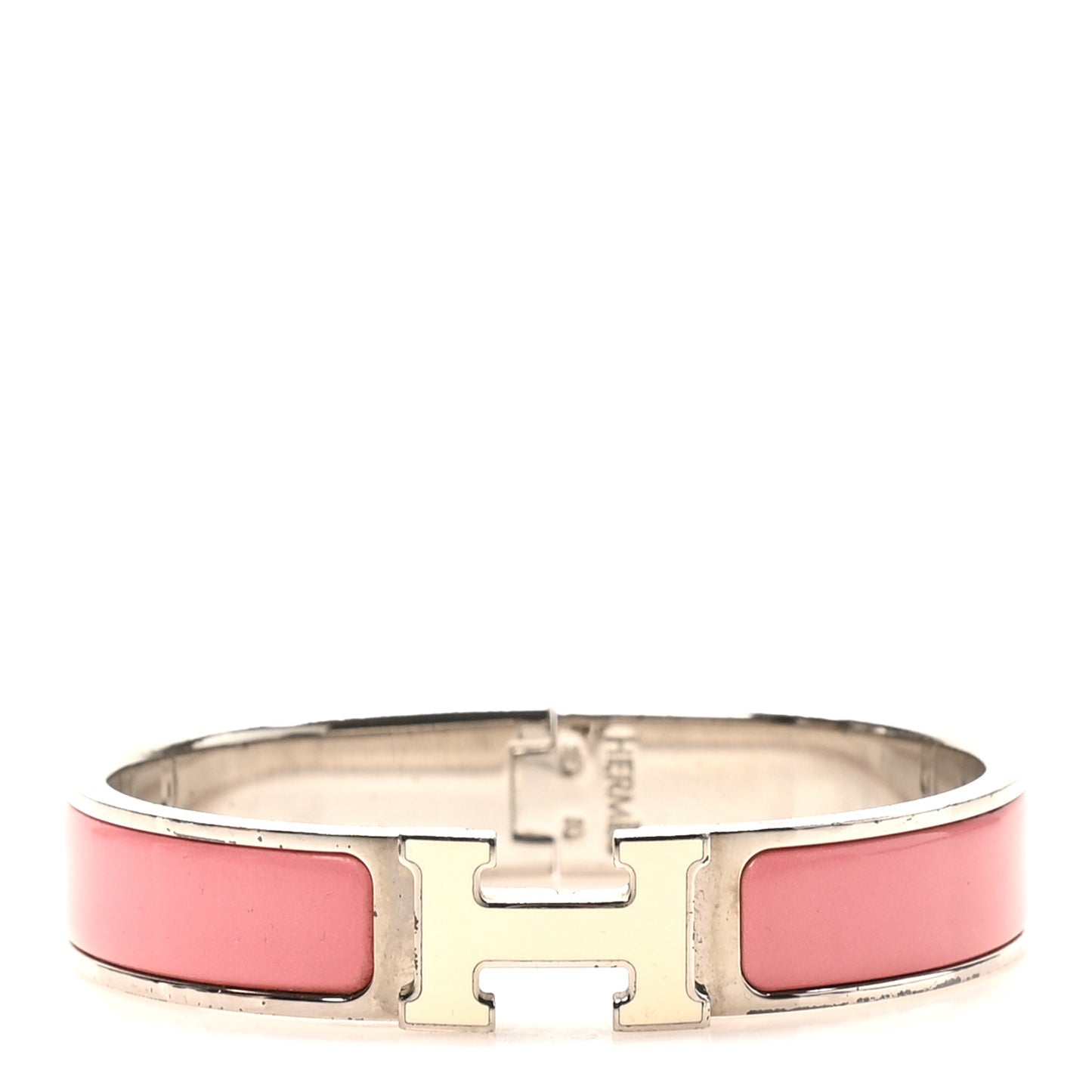 Enamel Narrow Clic Clac H Bracelet PM Rose Velours White