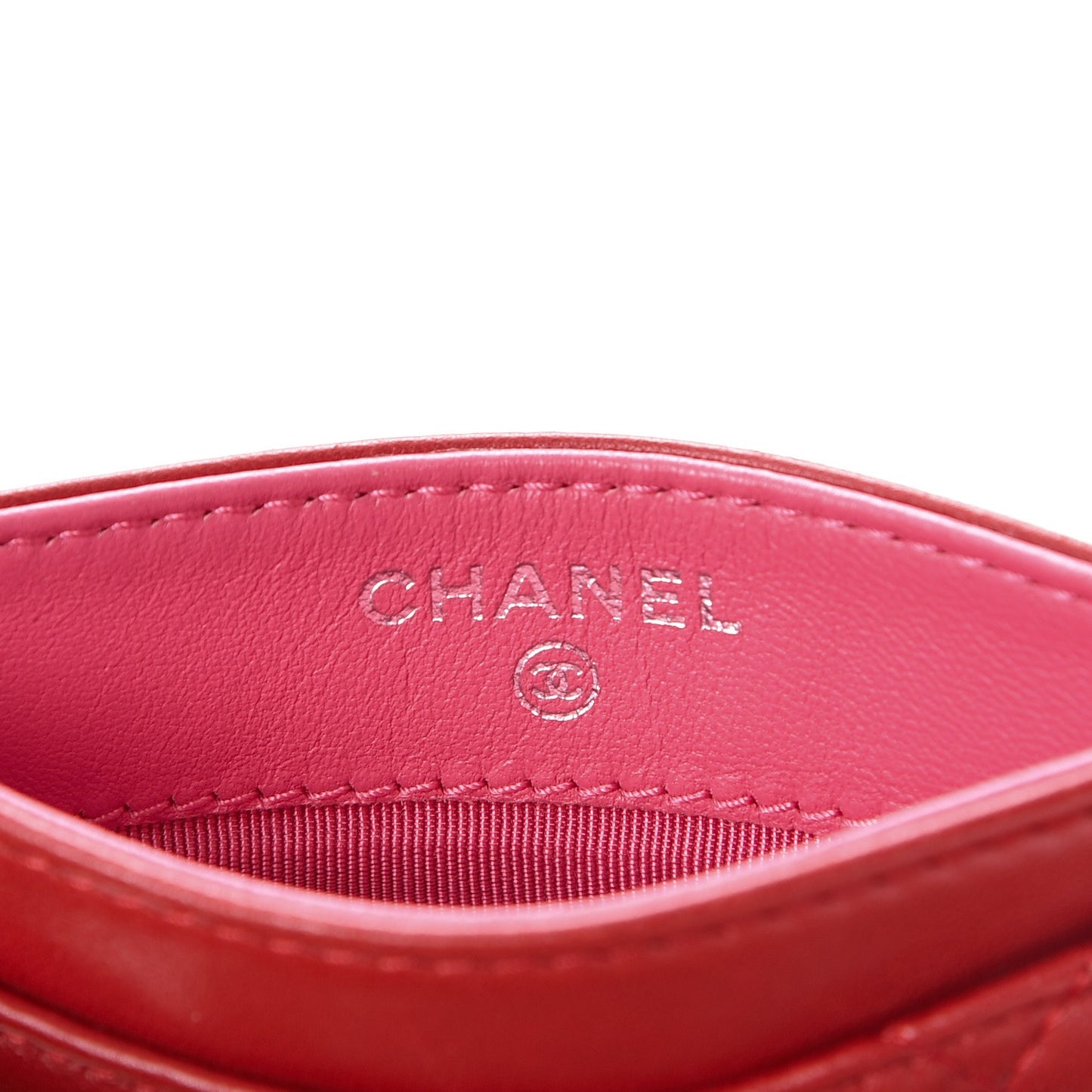 Lambskin Quilted Card Holder Red Pink