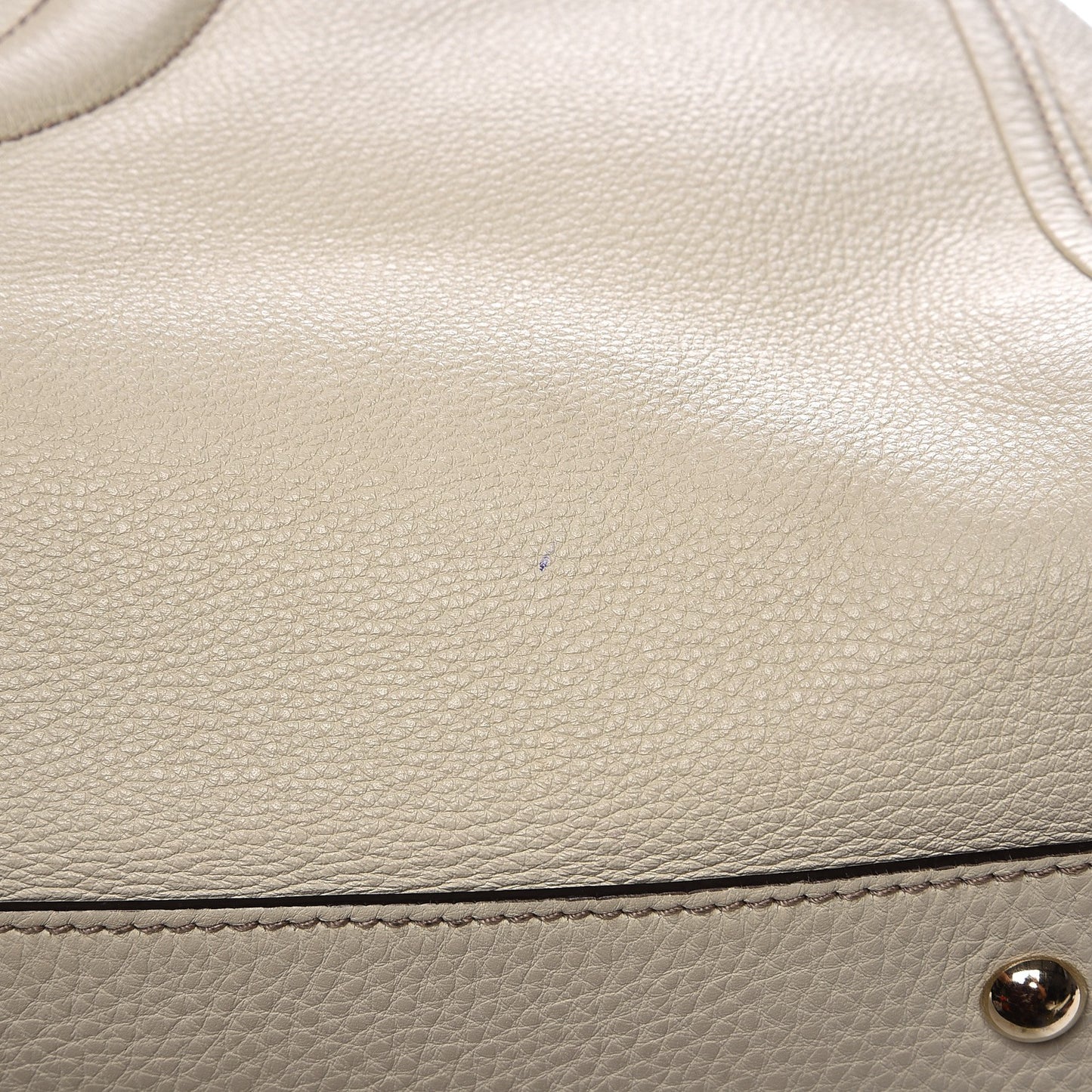 Pebbled Calfskin Large Soho Shoulder Bag Off White