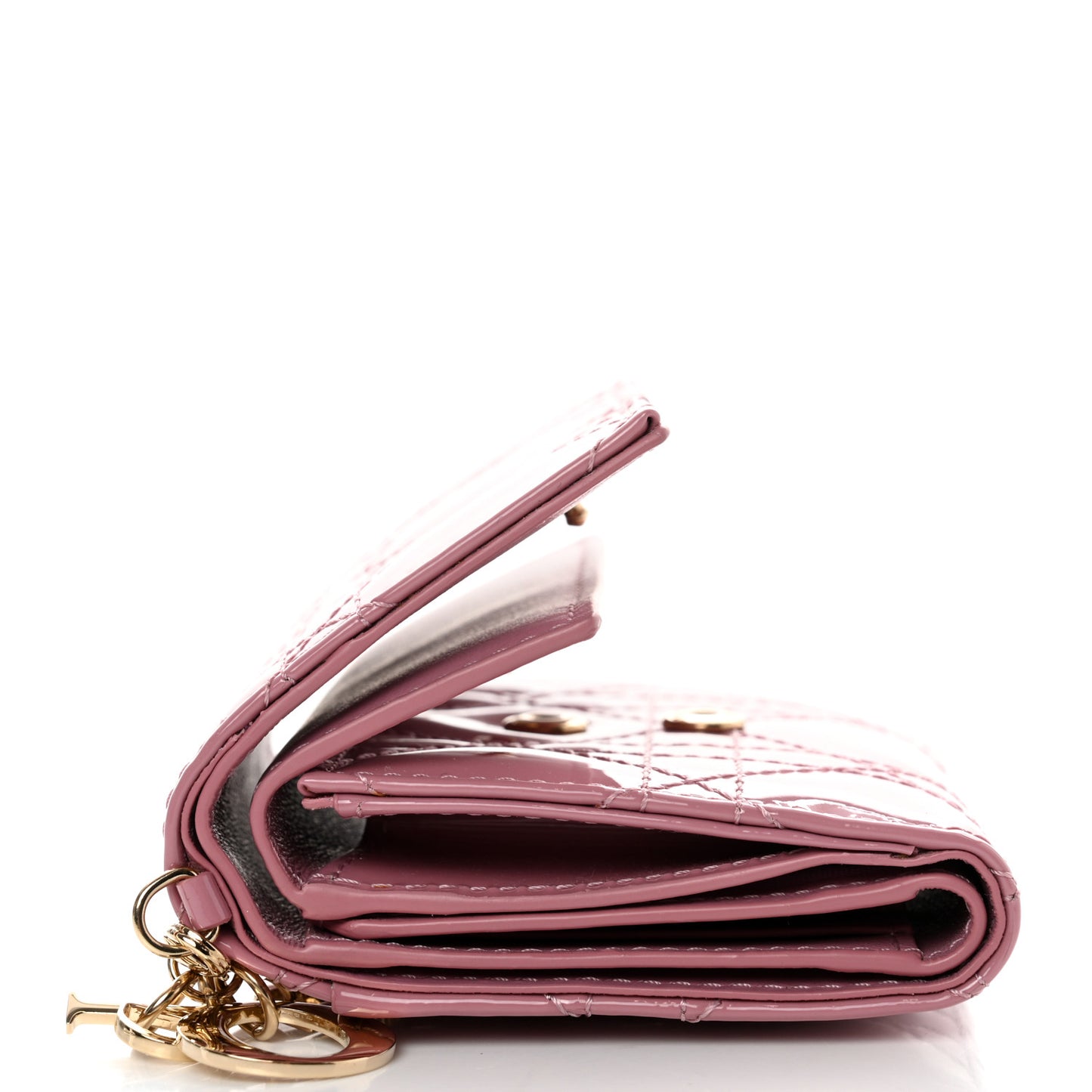 Patent Cannage Lady Dior Lotus Wallet Pink