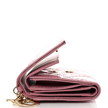 Christian Dior Patent Cannage Lady Dior Lotus Wallet Pink 9 of 11