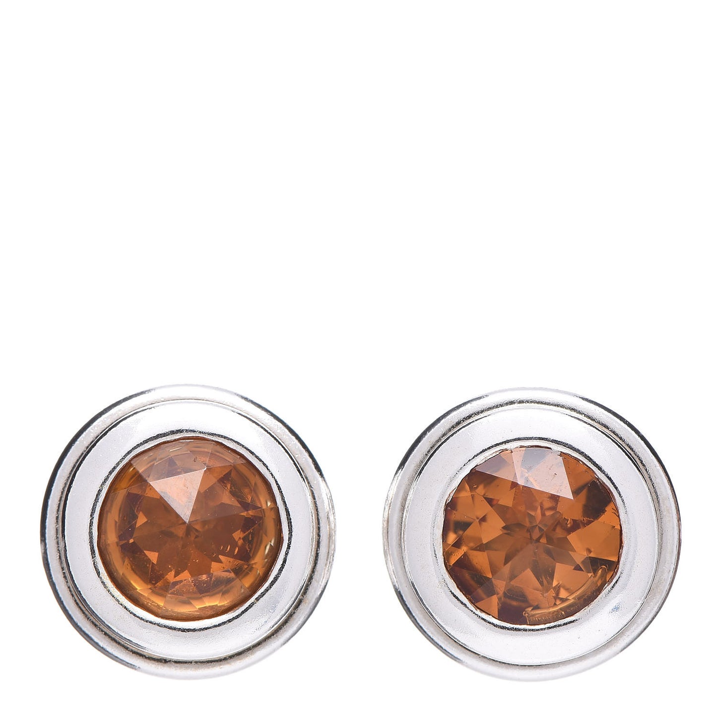 Sterling Silver Citrine Batu Bedeg Round Earrings