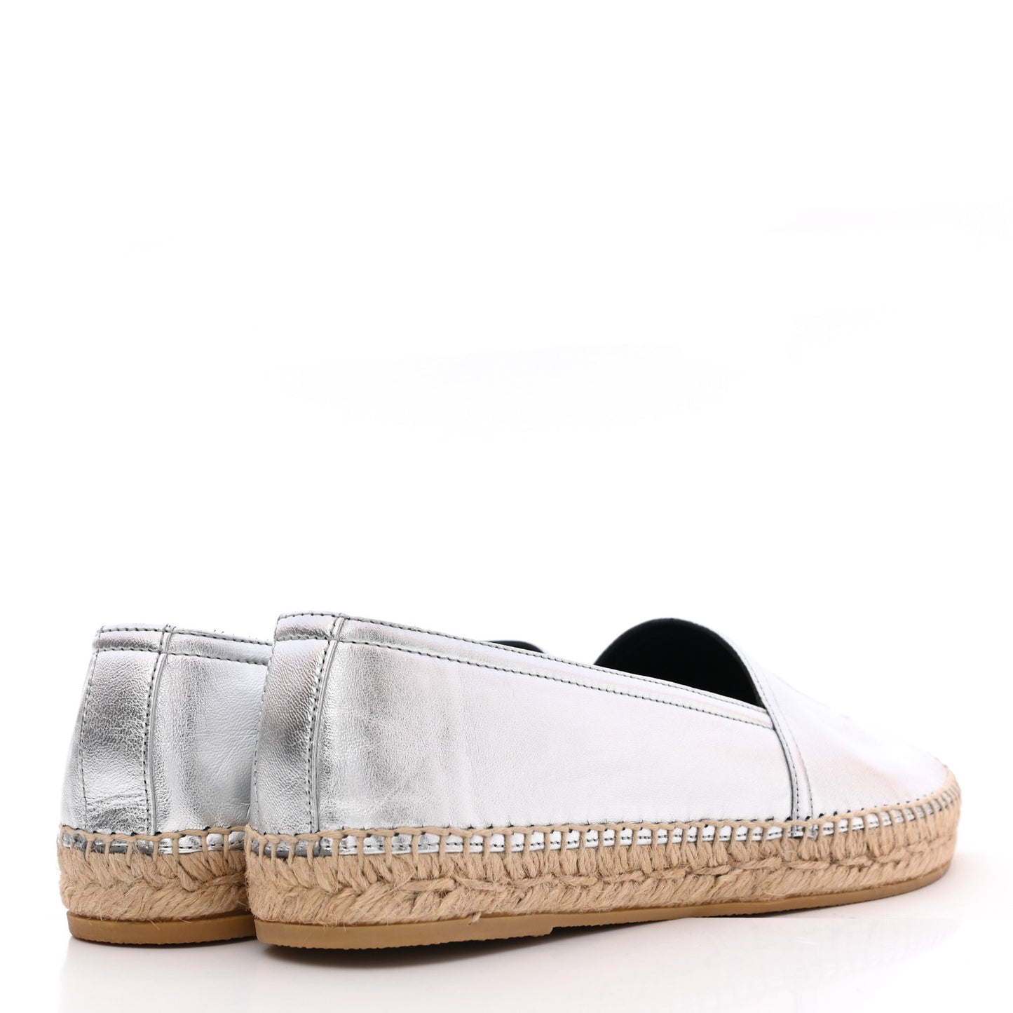 Metallic Lambskin Monogram Espadrilles 38 Argento