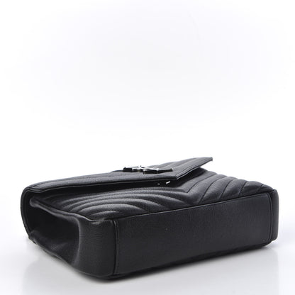 Saint Laurent Sheepskin Matelasse Chevron Monogram Medium College Bag Black 3 of 9