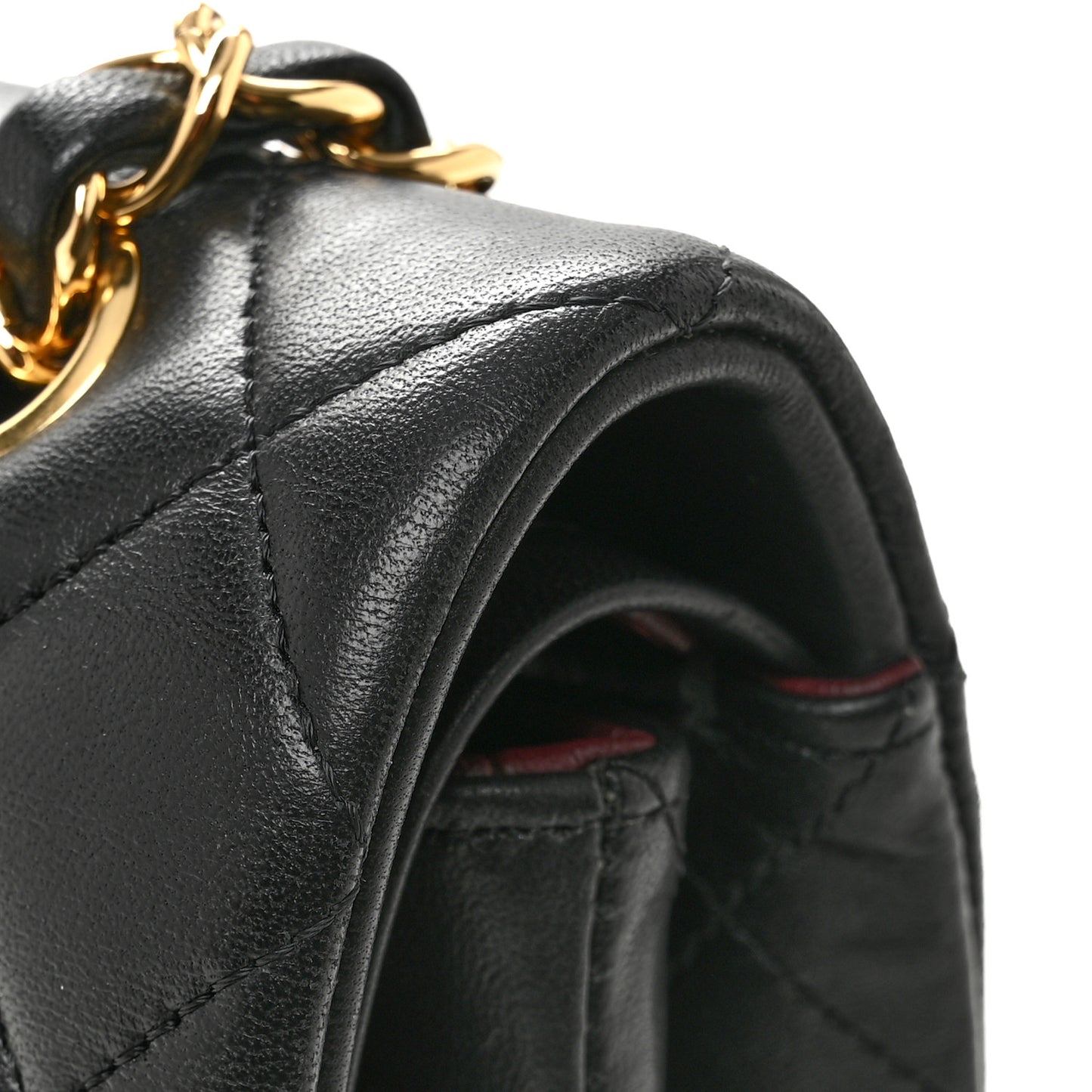 Lambskin Quilted Medium Double Flap Black