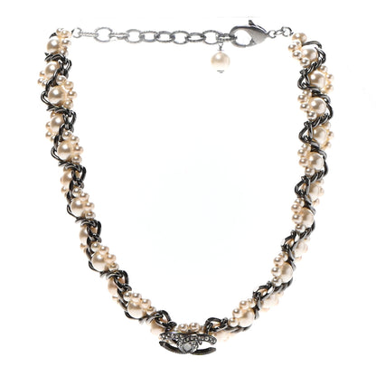 Chanel Pearl Crystal CC Choker Necklace Ruthenium 4 of 6