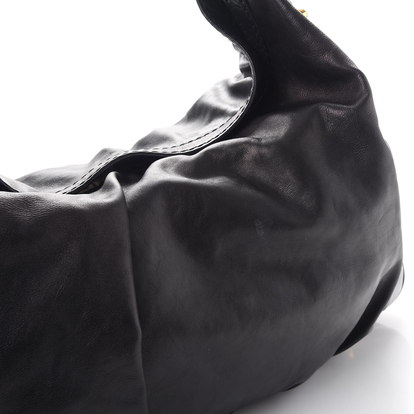 Calfskin Large Jockey Hobo Black