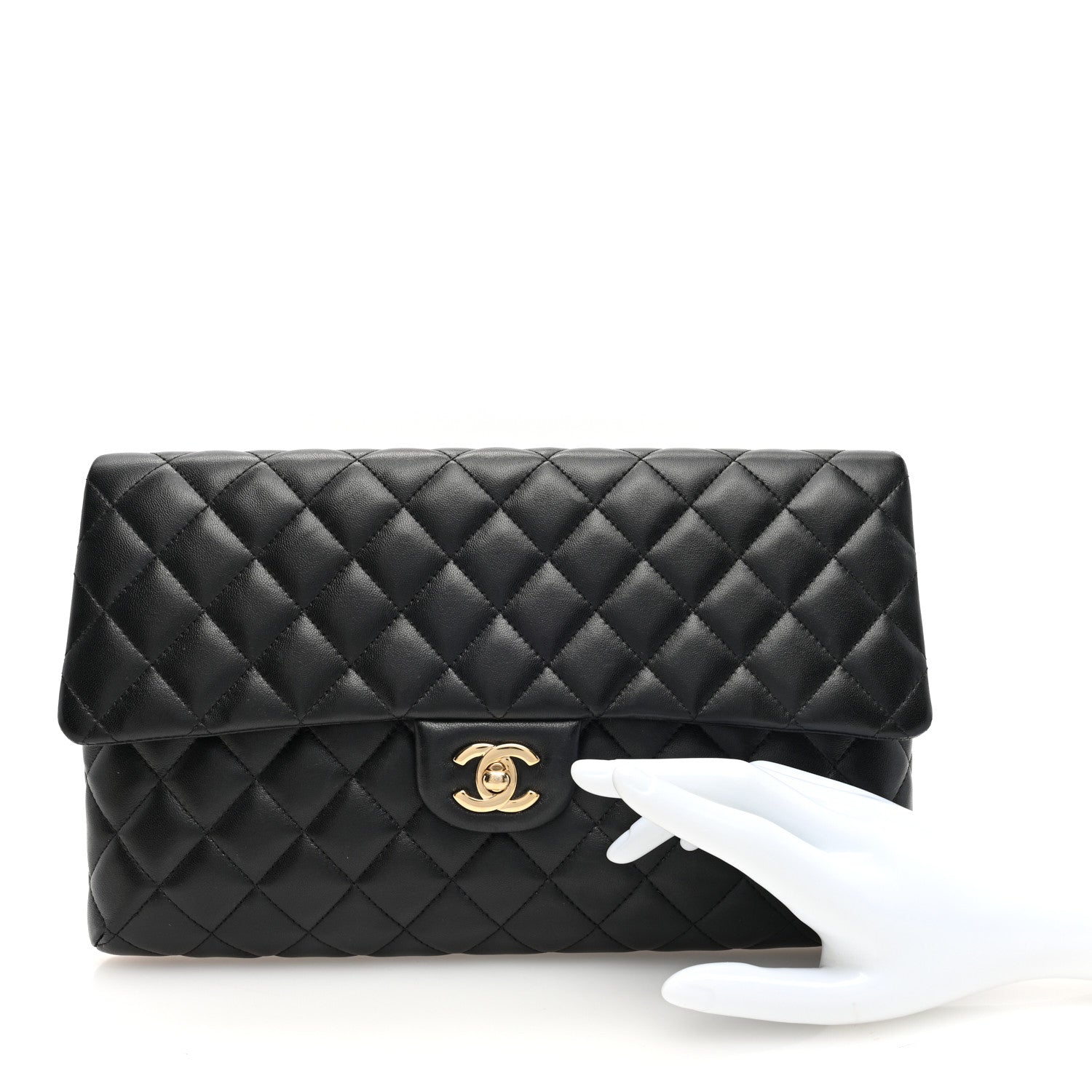 Chanel Lambskin Quilted Flap Clutch Black 2 of 10