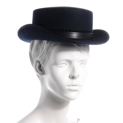 Chanel Rabbit Fur Felt Lambskin Ribbon Paris Dallas Hat Small Navy 2 of 7