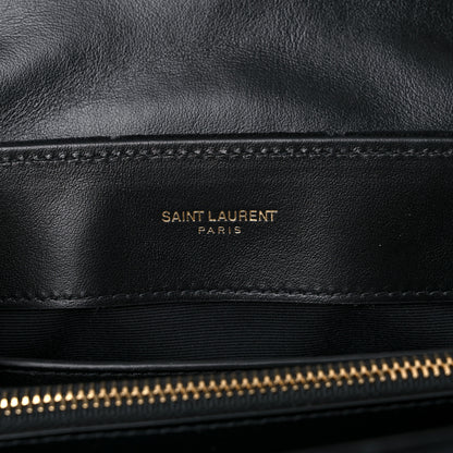 Saint Laurent Velvet Y Quilted Monogram Small Loulou Chain Satchel Black 5 of 10