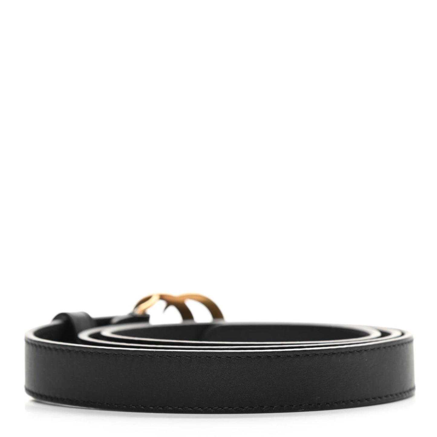 Calfskin Pearl Double G 20mm Belt 90 36 Black Cream