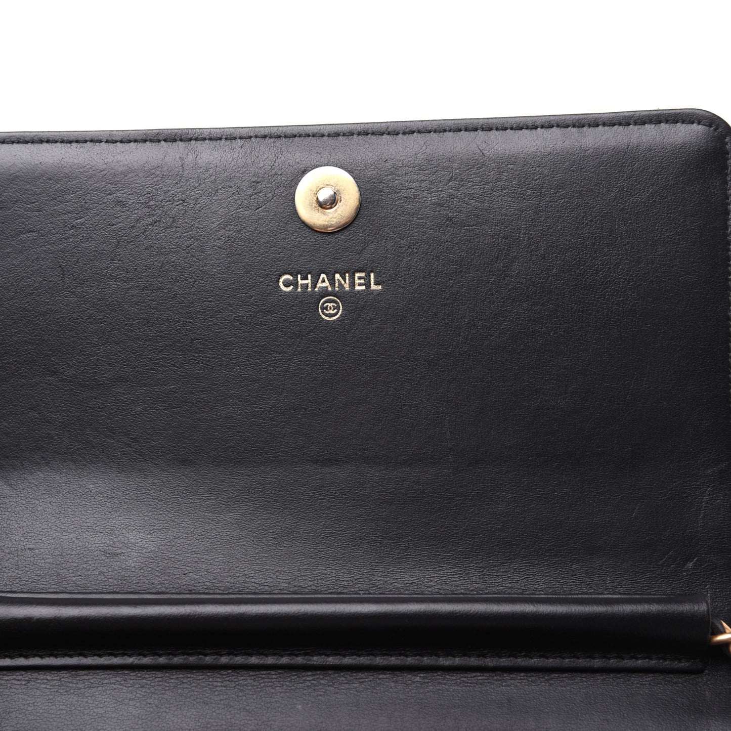 Letter Calfskin Embossed Quilted Square Wallet On Chain WOC Black