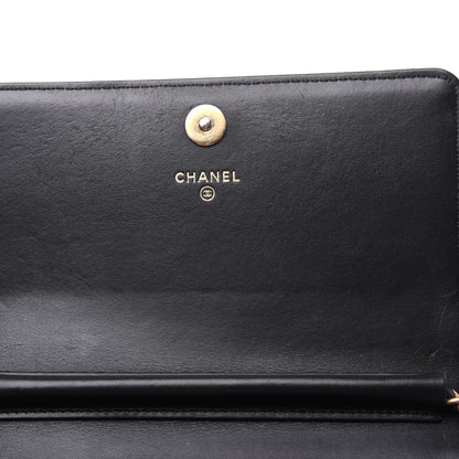 Chanel Letter Calfskin Embossed Quilted Square Wallet On Chain WOC Black 11 of 16