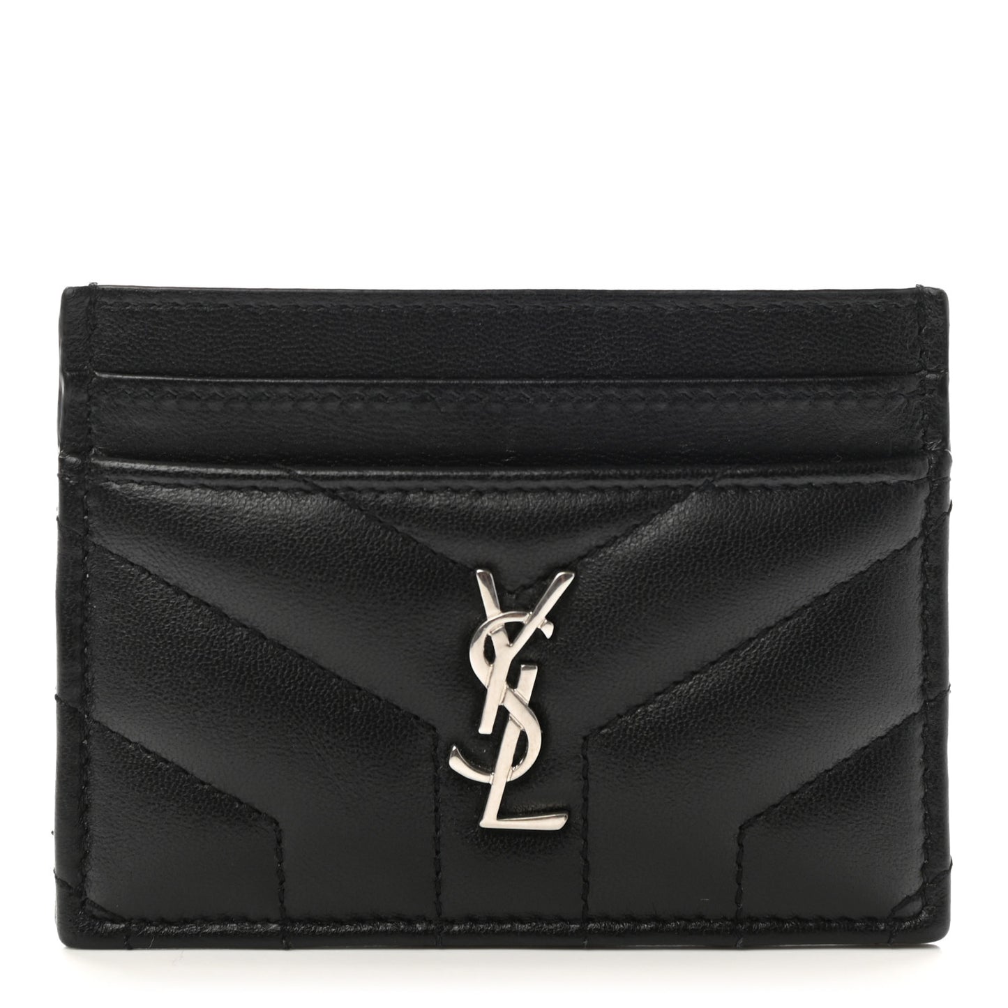 Calfskin Y Quilted Monogram LouLou Credit Card Case Black