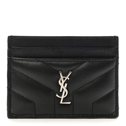 Saint Laurent Calfskin Y Quilted Monogram LouLou Credit Card Case Black 1 of 7