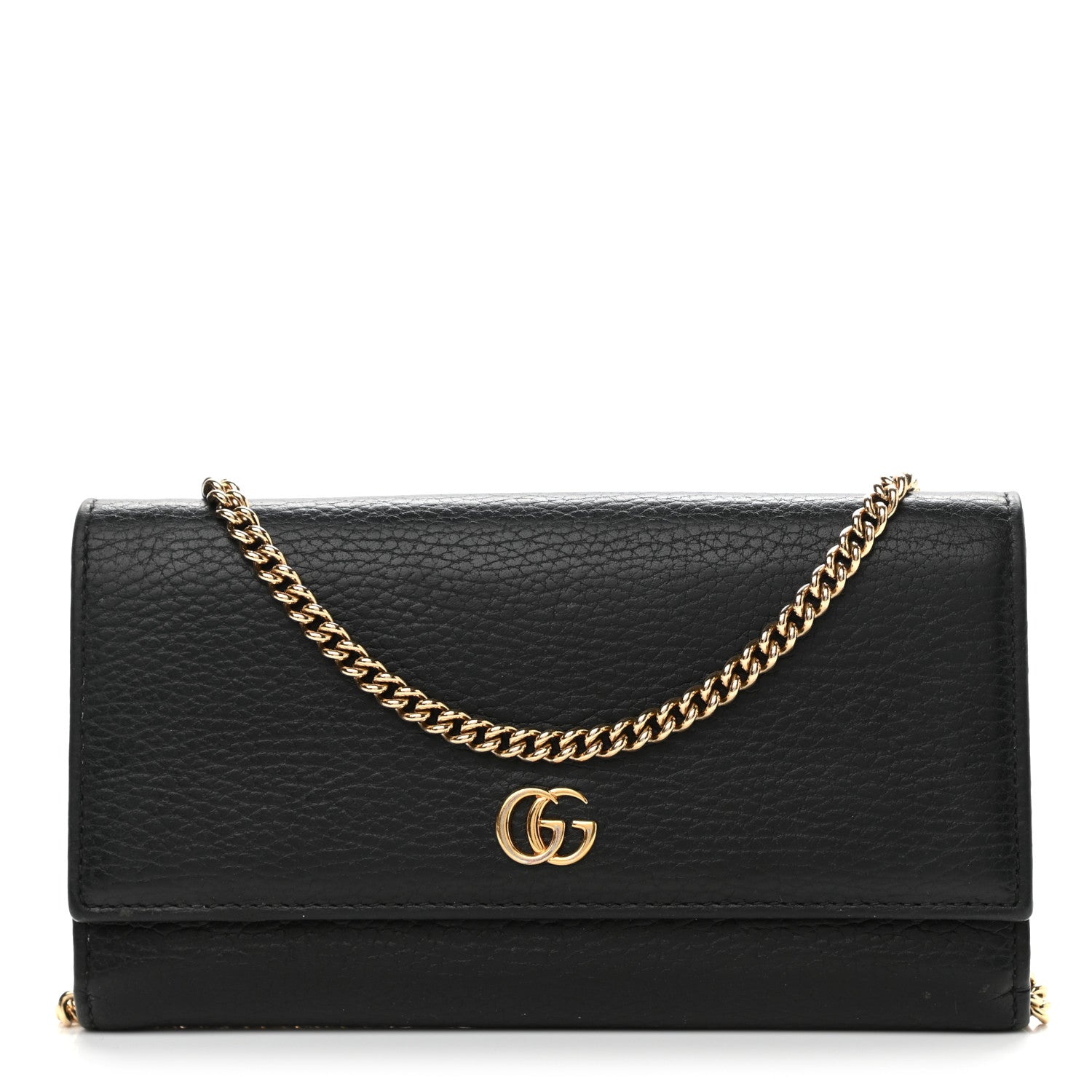 Gucci Calfskin Petite GG Marmont Wallet Chain Bag Black 1 of 10