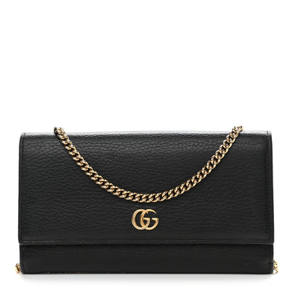 Gucci Calfskin Petite GG Marmont Wallet Chain Bag Black 1 of 10