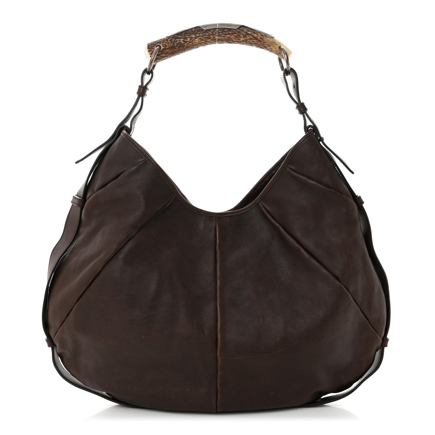 Saint Laurent Calfskin Horn Mombasa Hobo Dark Brown 1 of 10