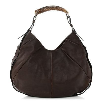 Saint Laurent Calfskin Horn Mombasa Hobo Dark Brown 1 of 10