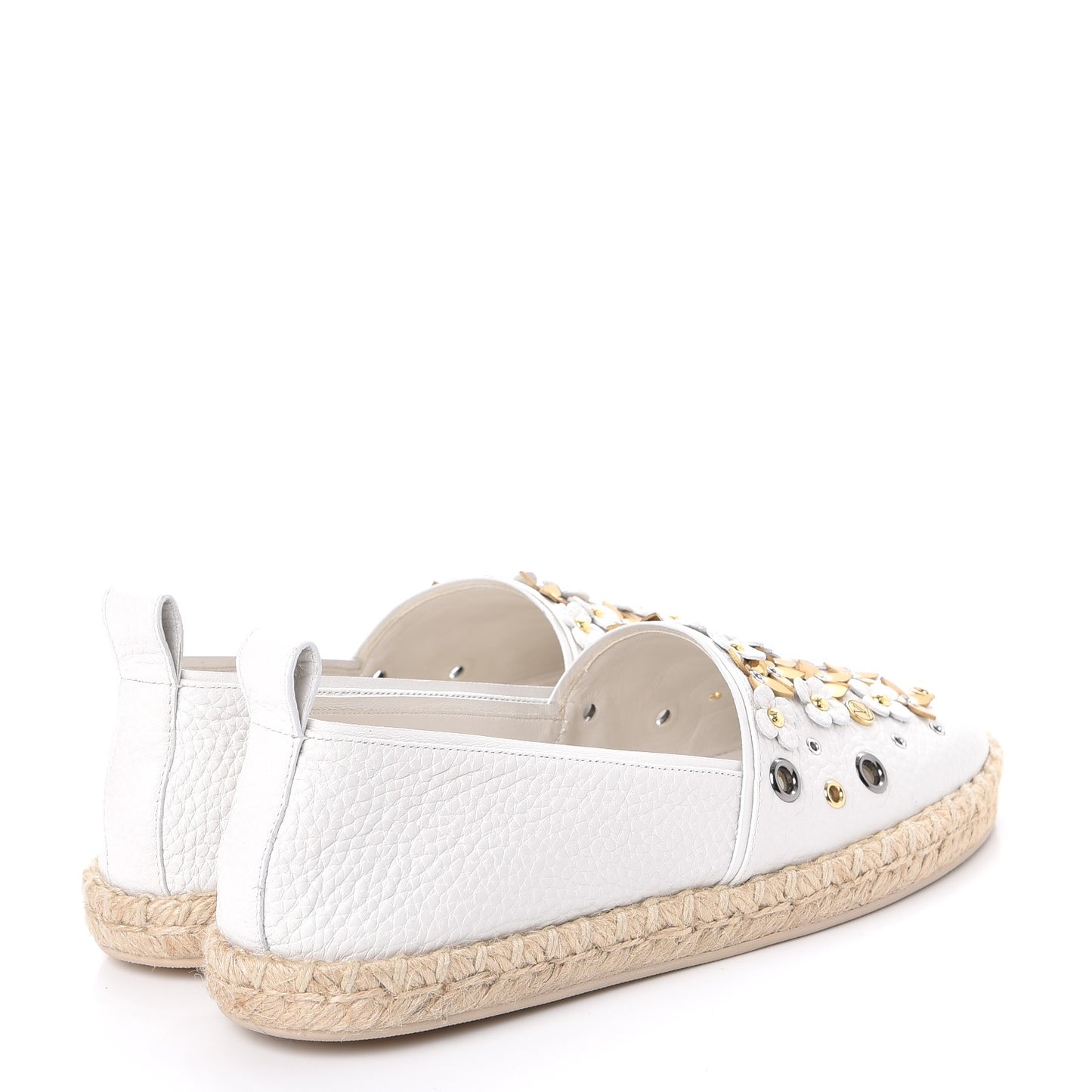 Calfskin Tropical Bloom Espadrille Flat 37.5 White