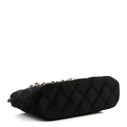 Chanel Velvet Quilted Shiny Coco Clutch With Chain Black 4 of 11