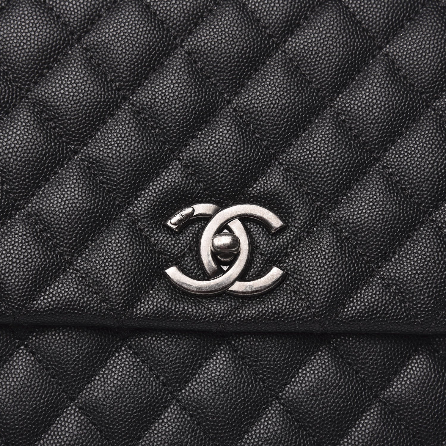 Chanel Caviar Lizard Quilted Large Coco Handle Flap Black 10 of 11