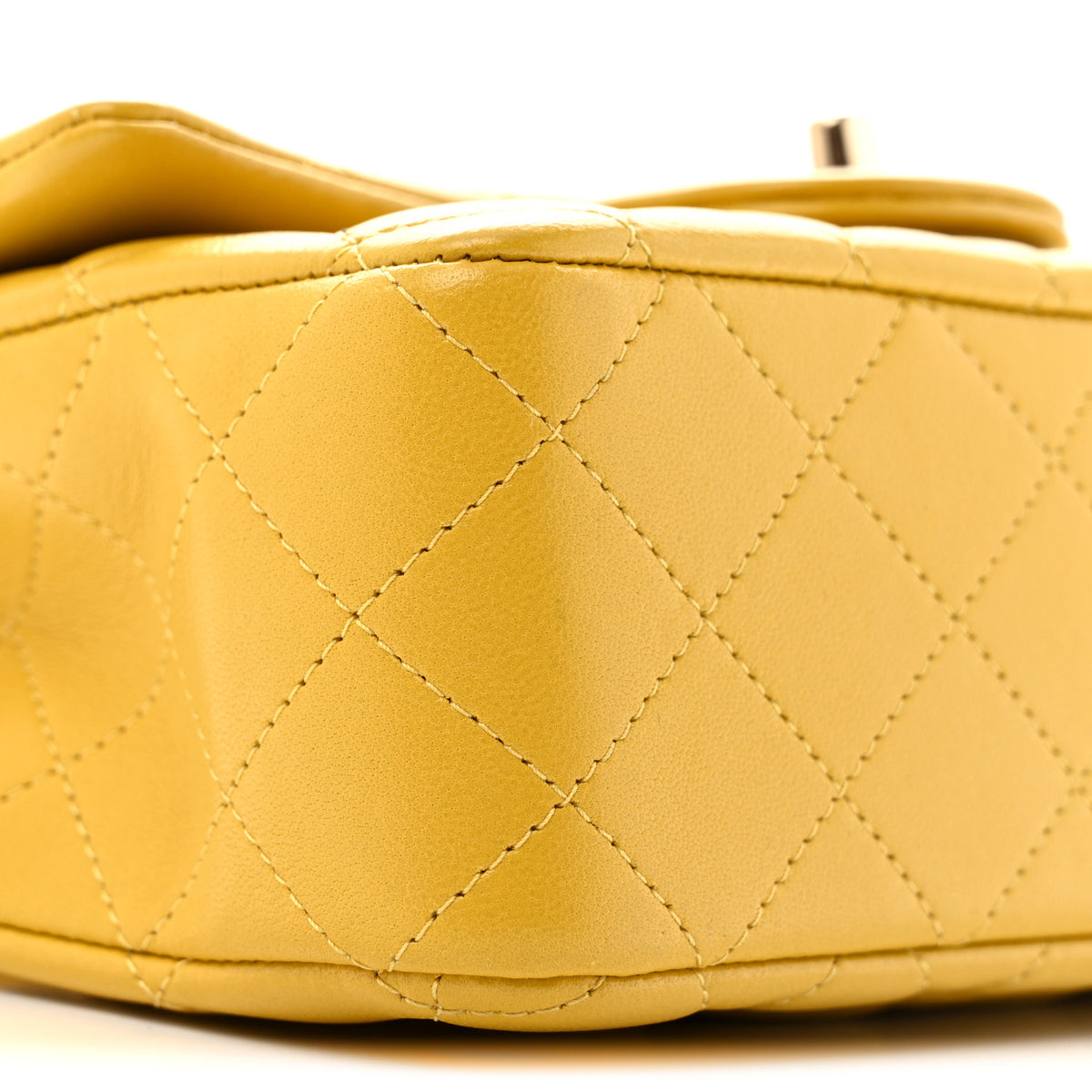 Lambskin Quilted Mini Top Handle Rectangular Flap Yellow