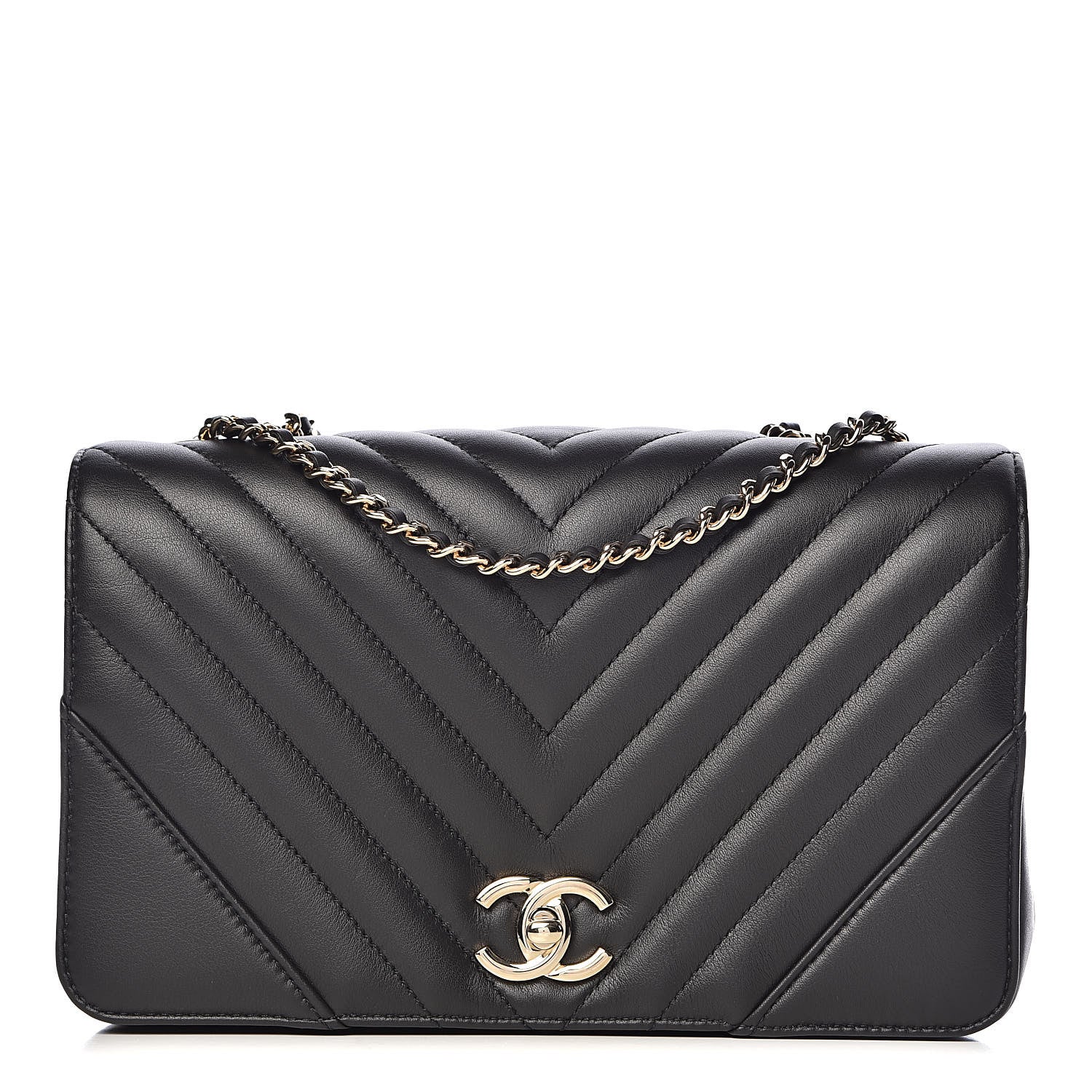 Chanel Calfskin Chevron Quilted Statement Flap Black 1 of 11