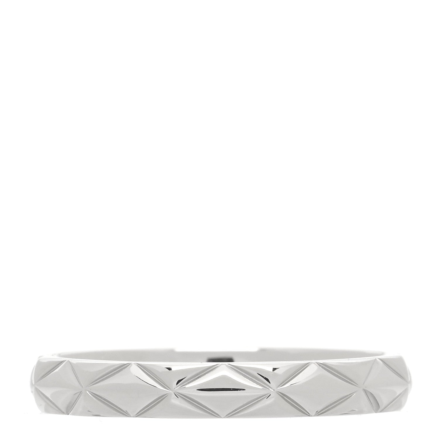 Chanel Platinum Diamond Small Matelasse Ring 46 3.75 3 of 4