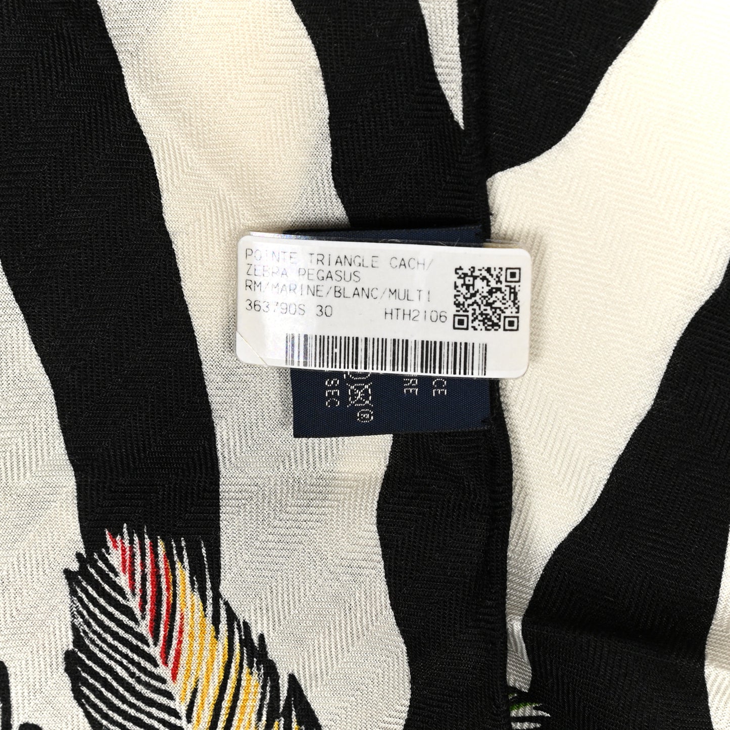 Cashmere Silk Zebra Pegasus Pointe Triangle Scarf Marine White Multicolor