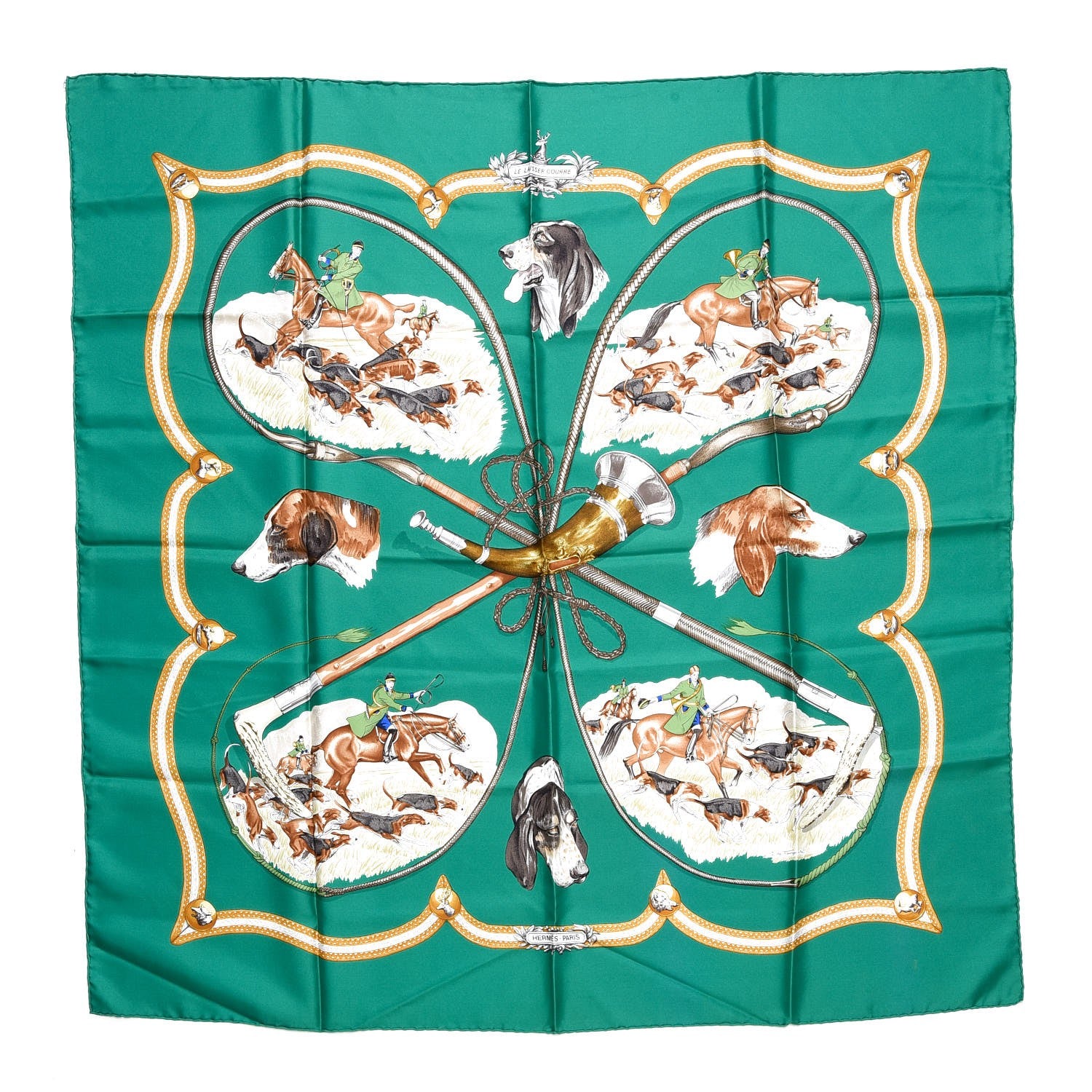Hermes Silk Le Laisser Courre Scarf 90 1 of 5