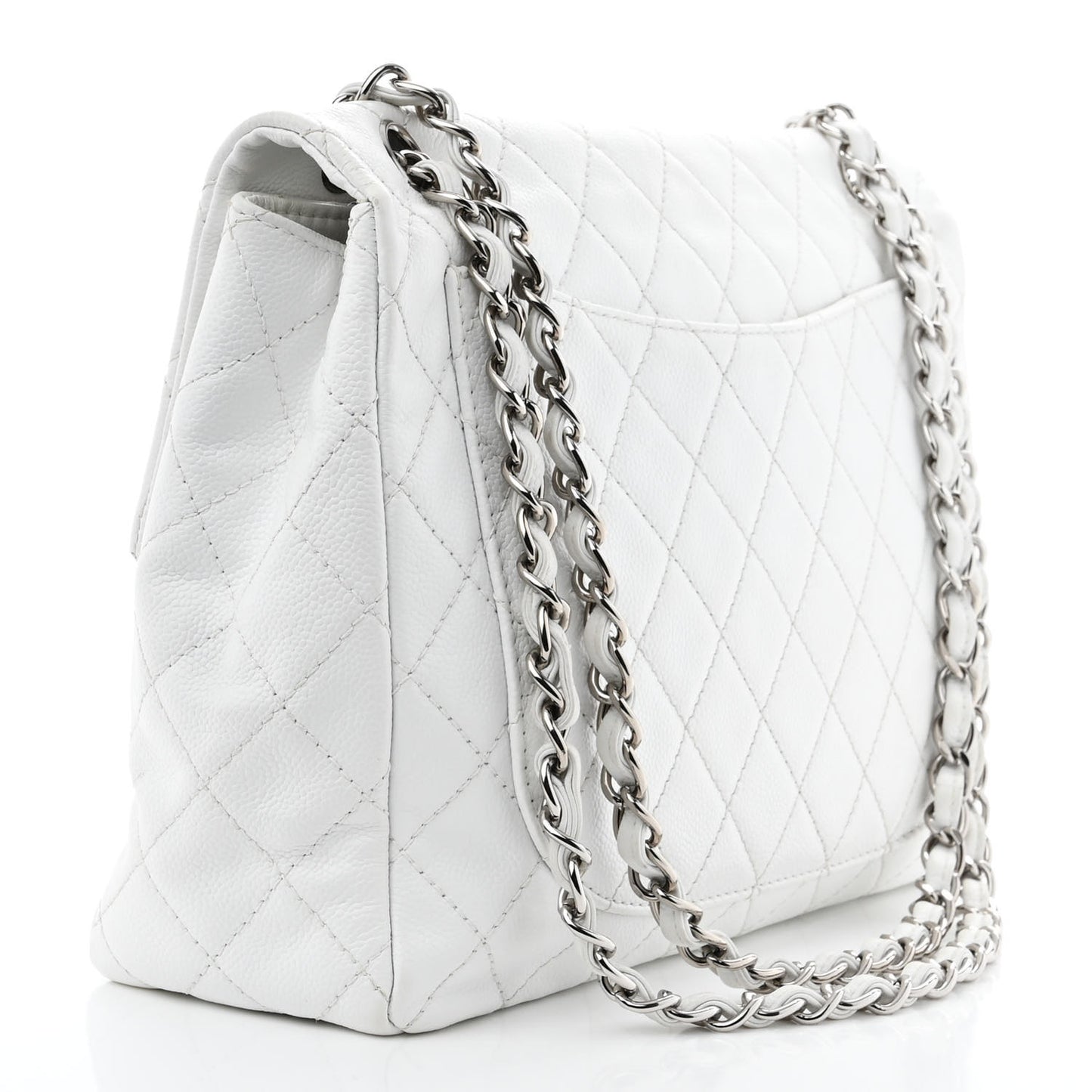 Caviar Quilted Maxi Single Flap White